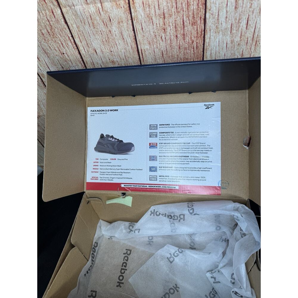 Reebok Womens Flexagon 3.0 Work Gray Safety Shoes Size 9W (5163385) - Picture 10 of 16